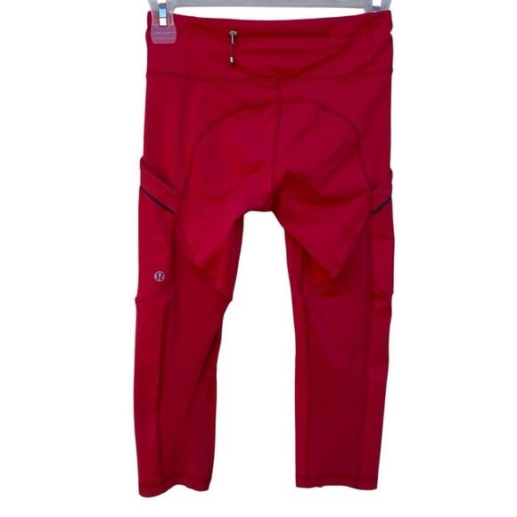 Lululemon Run Mod Moves Crop Leggings Womens Size 2 Red Pull-on Low Rise Workout - Picture 4 of 11